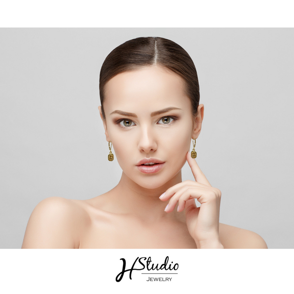 Gold Druzy Bar Earrings
