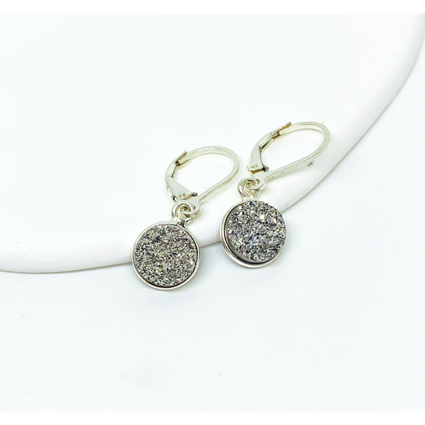 Sterling Silver Druzy Drop Earrings