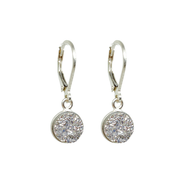 Sterling Silver Druzy Drop Earrings