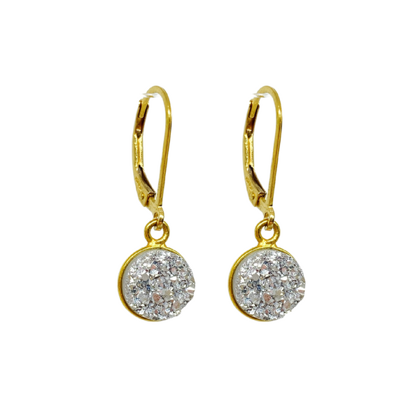 Silver & Gold Druzy Drop Earrings