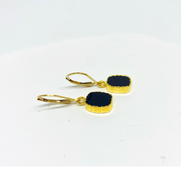 Gold Edged Onyx Earrings