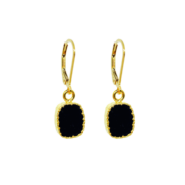 Gold Edged Onyx Earrings