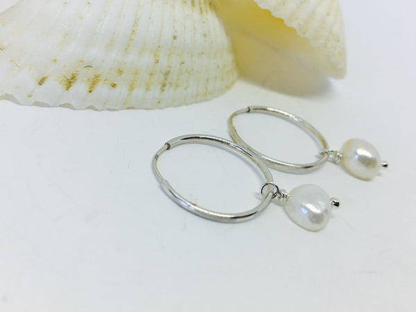 Petite Pearl Hoop Earring