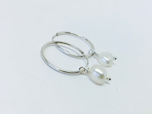 Petite Pearl Hoop Earring