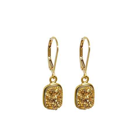 Gold Druzy Bar Earrings