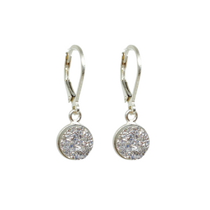 Sterling Silver Druzy Drop Earrings