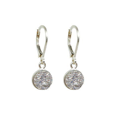 Sterling Silver Druzy Drop Earrings