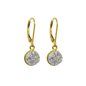 Silver & Gold Druzy Drop Earrings
