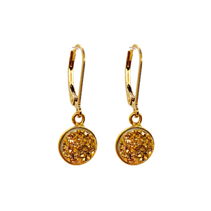 Gold Druzy Drop Earrings