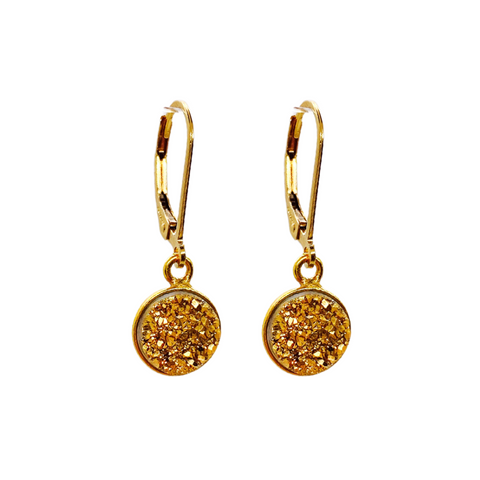 Gold Druzy Drop Earrings