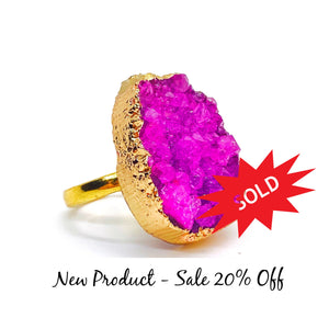 Bold Pink Druzy Ring