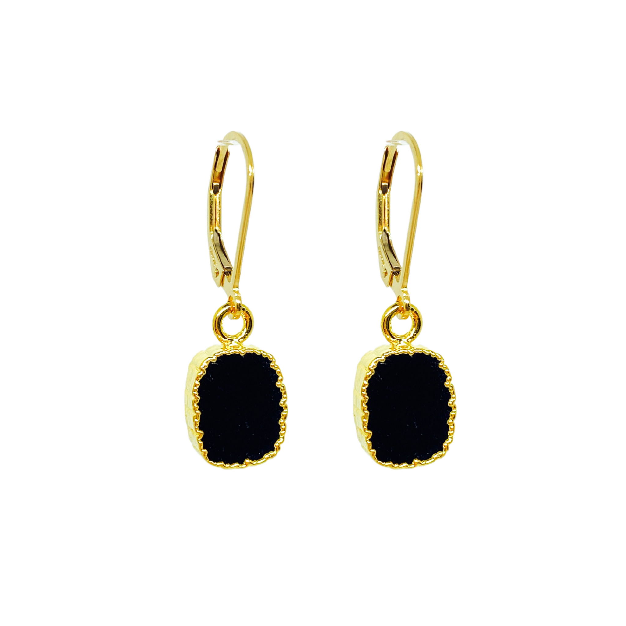 Gold Edged Onyx Earrings