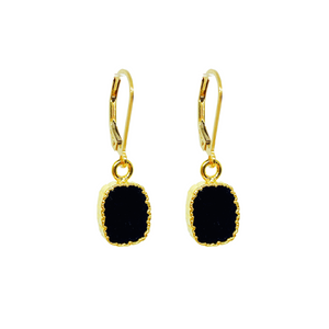 Gold Edged Onyx Earrings