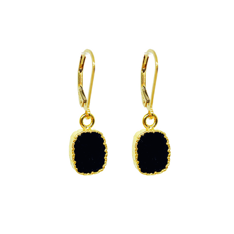 Gold Edged Onyx Earrings