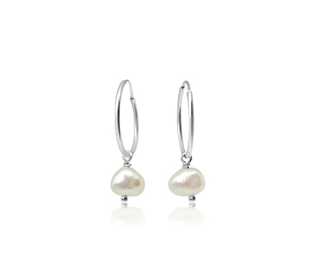 Petite Pearl Hoop Earring