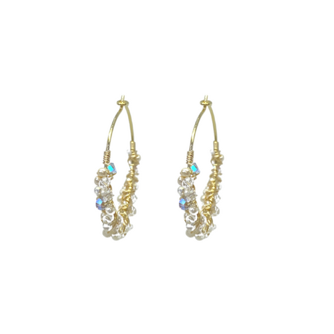 Gold Crystal Hoop Earrings