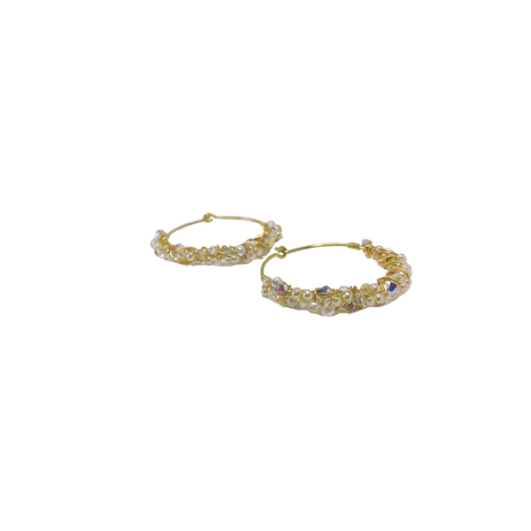 Gold Crystal Hoop Earrings