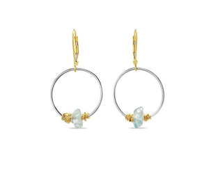 Mixed Metal Earrings - Aquamarine